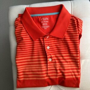 Chaps Men's Orange Striped Polo Shirt Size XL
